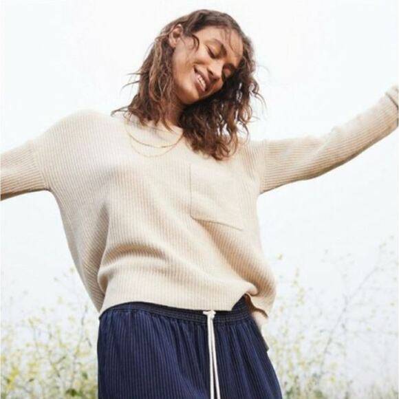 Madewell Wool Heather Fawn Thompson Pocket Sweater - Picture 1 of 6